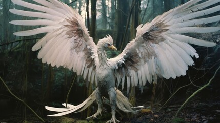 Poster - An artistic portrayal of a mythical creature, its grand wings partially clipped, yet still beautiful.