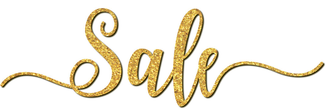 Sale hand lettering in gold glitter