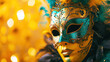 Bright carnival mask on a blurred background.