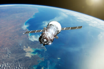 Wall Mural - planet earth. spacecraft launch into space. elements of this image furnished by nasa.