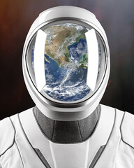 Wall Mural - astronaut in outer space with earth reflection. elements of this image furnished by nasa.