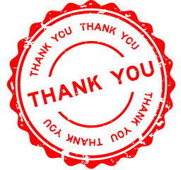 Wall Mural - Grunge red thank you word round rubber seal stamp on white background