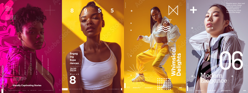 Elegant poster series with diverse models, engaging design, and ...