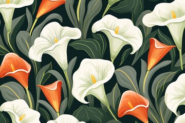 2d fabric print pattern for textile with calla lily floral pattern