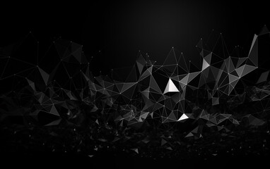 Wall Mural - black and white three-dimensional polygonal abstract background,created with generative ai tecnology
