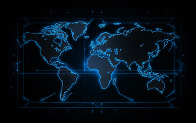 Wall Mural - glowing world map,created with generative ai tecnology.