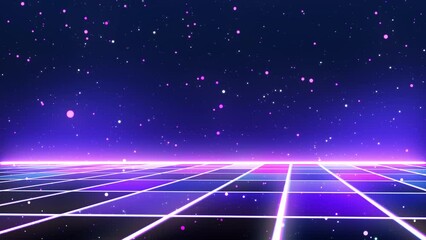 Wall Mural - Retro style 80s Sci-Fi Background Futuristic with laser grid landscape. Digital cyber surface style of the 1980s.