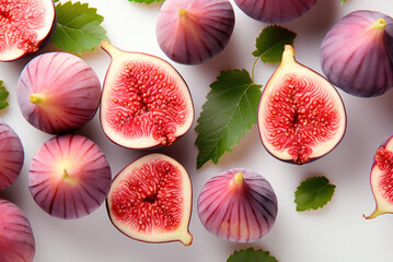 Wall Mural - Colorful pattern of fig fruits. Flat lay, top view