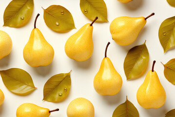 Wall Mural - Top view pattern of fresh yellow pears