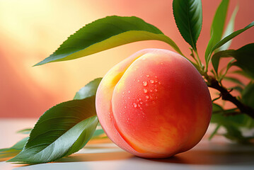 Poster - Ripe fresh peach in the background
