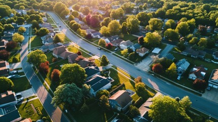 Poster - A Captivating Aerial View of a Lush Neighborhood