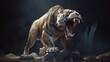 saber tooth tiger smilodon lived 42 million years ago.Generative AI