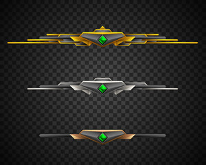 Wall Mural - Game Level Up Rank Achievement Badges with Gold, Silver and Bronze for Game UI Designs