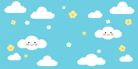 Happy cute sweet wallpaper blue background vector