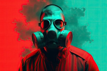 Wall Mural - man wearing a gas mask  