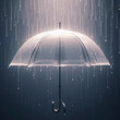 © Igor - An transparent umbrella in the rain on solid background. ai generative