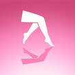 Woman legs icon. Body care. Vector icon isolated on pink background.