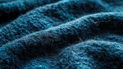 Wall Mural - Close-Up Dark Blue Felt Texture: Macro Textile Background in Abstract Design