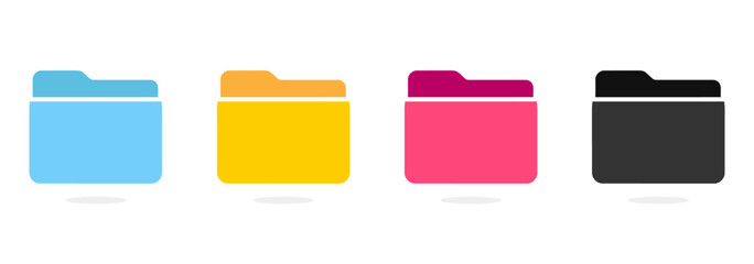 Wall Mural - set of icon folder computer file colourful document binder data archive, modern simple 2d yellow blu
