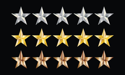 Wall Mural - bronze silver gold 5 star symbol isolated.