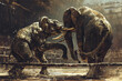 illustration of a fighting elephant