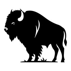 Poster - minimal buffalo vector silhouette, black color silhouette, white background