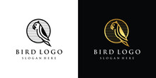 Line Art Bird Logo Design Vector