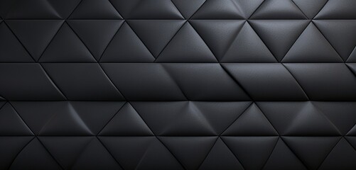 Wall Mural - A sleek black leather 3D wall texture with subtle stitching