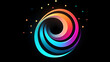 Abstrakte bunte Spirale auf schwarzem Hintergrund. Logo