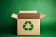 © Sebelas Studio - cardboard box with a recycle symbol on green background