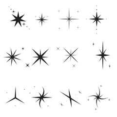 Wall Mural - twinkling stars set. sparkle star icons. blink glitter and glowing icon. cool sparkle icons collecti