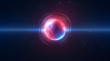 Wall Mural - futuristic neon glowing orb in outer space (generative ai).