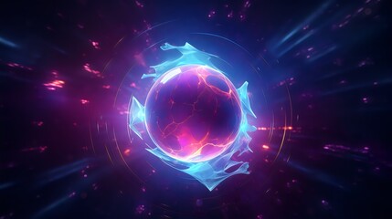 Wall Mural - futuristic neon glowing orb in outer space (generative ai).