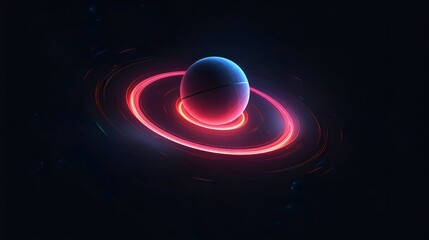 Wall Mural - futuristic neon glowing orb in outer space (generative ai).
