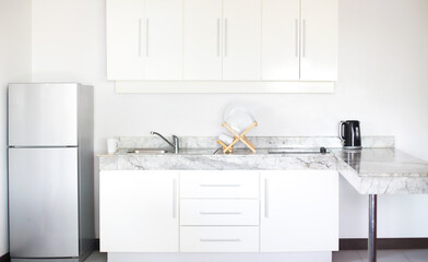 Kitchen interior in a new modern apartment in scandinavian style