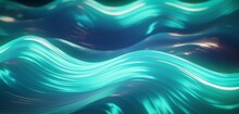 Luminous Neon Light Design With A Pattern Of Aqua And Silver Waves On An Ocean-inspired 3D Texture
