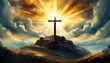Christian Cross - Symbol of Christianity - Mourn or Funeral Background - Crucifixion of Jesus Christ