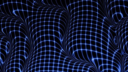 Leinwandbilder - Technology digital wave background concept. Beautiful motion waving dots texture with glowing lines. Cyber or technology background.