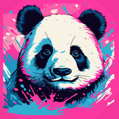Wall Mural - colorful panda illustration contemporary, rendered in explosive colors and dynamic brush strokes.
