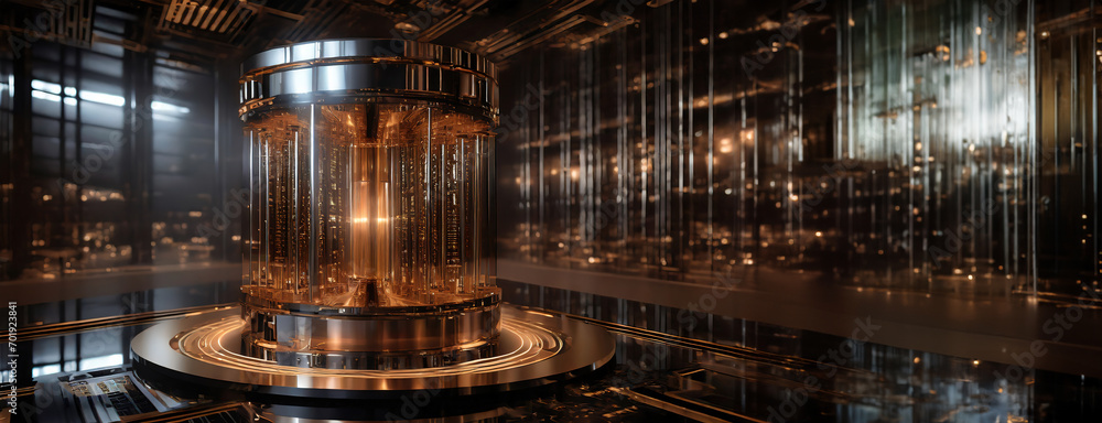 Quantum Computing Core in a High-Tech Facility. Futuristic quantum ...