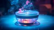 Miniature hot tub hologram inside a magic crystal Ai generated art
