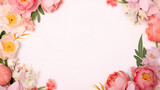 Fototapeta Tulipany - Floral frame with decorative flowers, decorative flower background pattern, floral border background