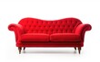 © Junaid - Red couch, Red velvet sofa, modern two seater velvet couch isolated on white background.