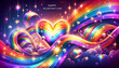 © ZaStock - greeting banner or card LGBT heart in rainbow colors with Happy Valentines Day text