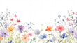 © feeng - Floral frame with watercolor flowers, decorative flower background pattern, watercolor floral border background