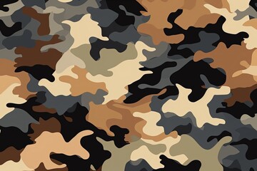 Wall Mural - Modern Brown Camo Camouflage Pattern Concept for Hunting Fishing Camping Hiking and other Outdoor Clothing and Designs 