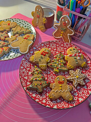 New Year cookies in various shapes and colours.