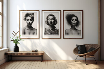 Wall Mural - Vintage frames mockup cosy art home deco 