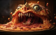 Monster pizza with big mouth
