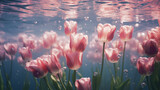 Flowers underwater tulip pink flowers